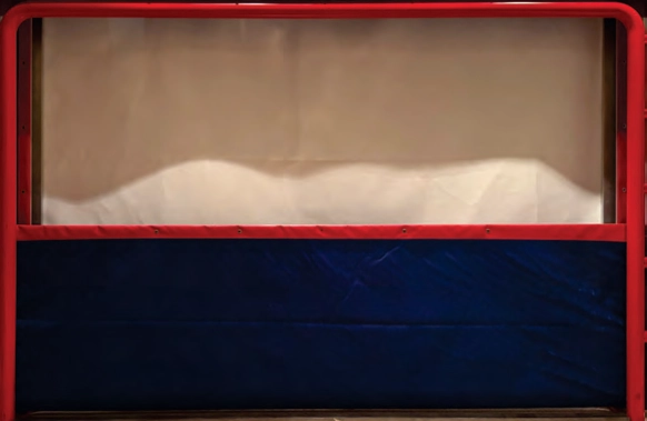 hockey net with curtain for shooting the bottom of the net